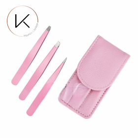 Pack X3 Pinzas Depilar C/estuche Pincita Acero Inoxidable